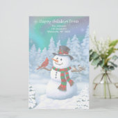 Happy kerstman & Birds Winter Scene Briefpapier (Staand voorkant)