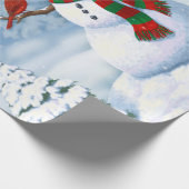 Happy kerstman & Birds Winter Scene Cadeaupapier (Hoek)