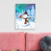 Happy kerstman & Birds Winter Scene Canvas Afdruk (Insitu (Woonkamer))