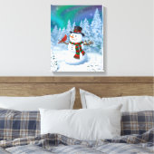 Happy kerstman & Birds Winter Scene Canvas Afdruk (Insitu (Slaapkamer))