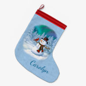 Happy kerstman & Birds Winter Scene Grote Kerstsok (Voorkant (Hangend))