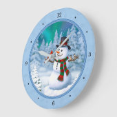 Happy kerstman & Birds Winter Scene Grote Klok (Hoek)