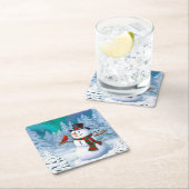 Happy kerstman & Birds Winter Scene Kartonnen Onderzetters (Insitu)