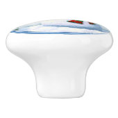 Happy kerstman & Birds Winter Scene Keramische Knop (Zijkant)