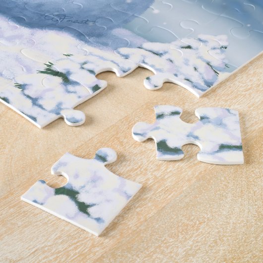 Happy kerstman & Birds Winter Scene Legpuzzel (Zijkant)