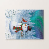 Happy kerstman & Birds Winter Scene Legpuzzel (Horizontaal)