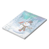Happy kerstman & Birds Winter Scene Notitieblok (Linkerzijde)