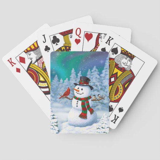 Happy kerstman & Birds Winter Scene Pokerkaarten (Achterkant)