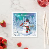 Happy kerstman & Birds Winter Scene Servetten (Insitu)