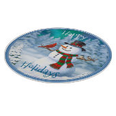 Happy kerstman & Birds Winter Scene Snijplank (Hoek)