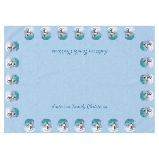 Happy kerstman & Birds Winter Scene Tafelkleed (Voorkant (Horizontaal))