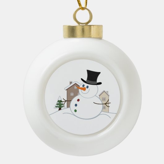 Happy Kerstman-illustratie Keramische Bal Ornament (Voorkant)