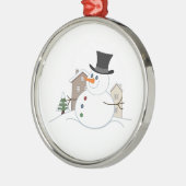 Happy Kerstman-illustratie Metalen Ornament (Links)