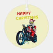 Happy Kerstman  Santa Biker Metalen Ornament (Achterkant)