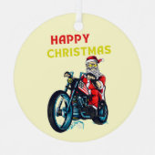 Happy Kerstman  Santa Biker Metalen Ornament (Voorkant)
