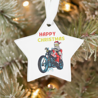 Happy Kerstman  Santa Biker Ornament