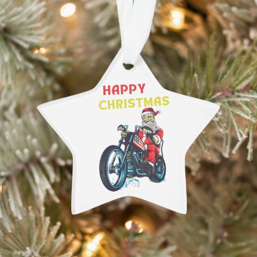 Happy Kerstman  Santa Biker Ornament (Boom)