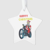 Happy Kerstman  Santa Biker Ornament (voorkant)