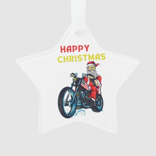 Happy Kerstman Santa Biker Ornament (voorkant)