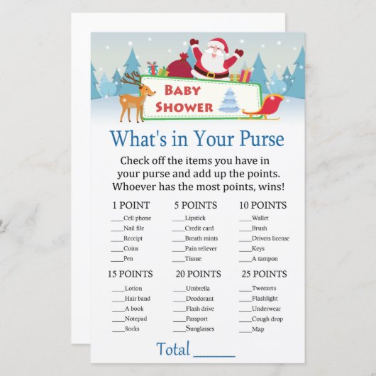 happy kerstman Wat zit er in je tas spel (Voorkant / Achterkant)