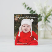 Happy Kerstmet Elegant White Script Holiday Foto Briefkaart (Staand voorkant)