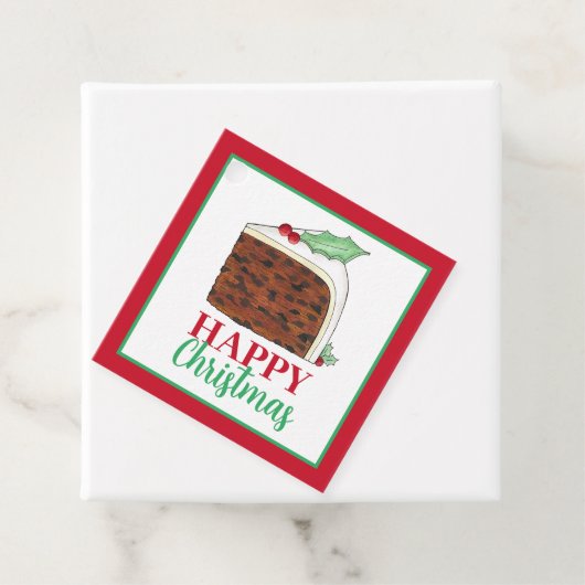 Happy Kerstmis Britse Cake Slice Homemade Bedankjes Labels (In situ)