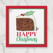 Happy Kerstmis Britse Cake Slice Homemade Bedankjes Labels (Voorkant)