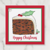 Happy Kerstmis Britse Cake Slice Homemade Bedankjes Labels (Voorkant)