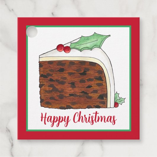 Happy Kerstmis Britse Cake Slice Homemade Bedankjes Labels (Voorkant)