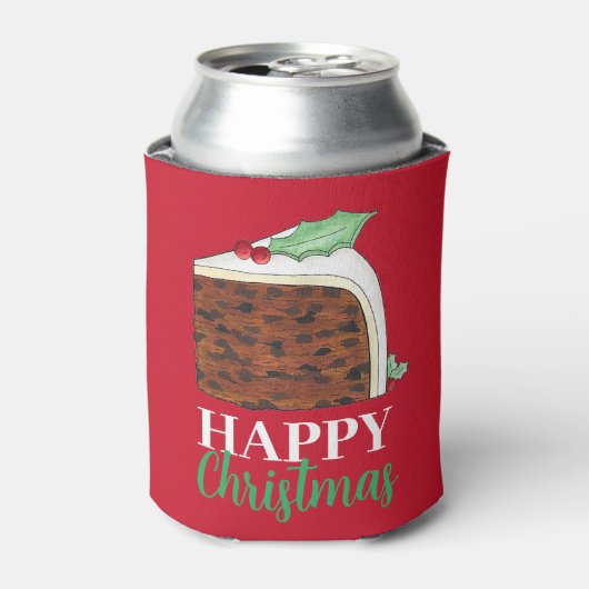 Happy Kerstmis Britse Cake Slice Homemade Blikjeskoeler (Blikje Voorkant)