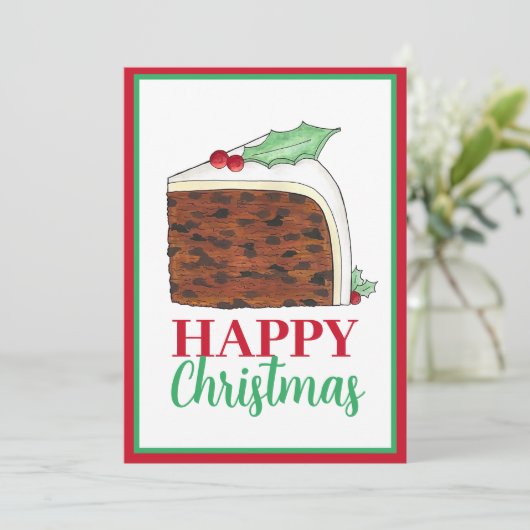 Happy Kerstmis Britse Cake Slice Homemade Feestdagenkaart (Staand voorkant)