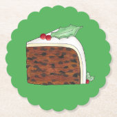 Happy Kerstmis Britse Cake Slice Homemade Kartonnen Onderzetters (Voorkant)