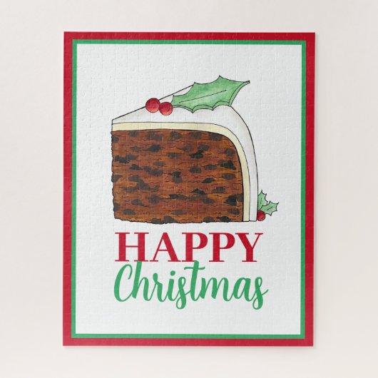 Happy Kerstmis Britse Cake Slice Homemade Legpuzzel (Verticaal)