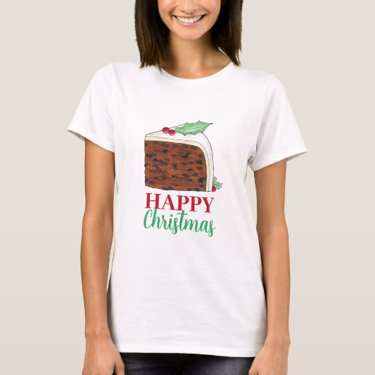 Happy Kerstmis Britse Cake Slice Homemade T-shirt (Voorkant)