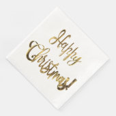 Happy Kerstmis Elegant Chic White en Gold Text Servet (Hoek)