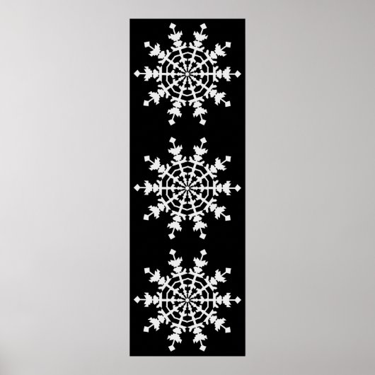 Happy Kerstmis - Ice Crystal - Sneeuwvlok Poster (Voorkant)