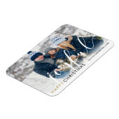 Happy Kerstmis Modern Foto Chic Script Joyful Magneet (Linkerzijde)