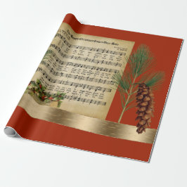 Happy Kerstmis  muziek met Pine Boughs Cadeaupapier