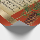 Happy Kerstmis  muziek met Pine Boughs Cadeaupapier (Hoek)