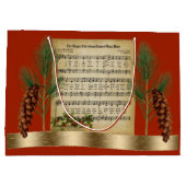 Happy Kerstmis muziek met Pine Boughs Groot Cadeauzakje (Achterkant)