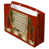 Happy Kerstmis muziek met Pine Boughs Groot Cadeauzakje (Achterkant Gekanteld)