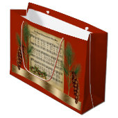Happy Kerstmis muziek met Pine Boughs Groot Cadeauzakje (Voorkant Gekanteld)