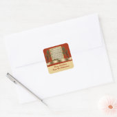 Happy Kerstmis  muziek met Pine Boughs Vierkante Sticker (Envelop)