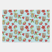 Happy kerstmis persoonlijke naam Quirky Bird 3 Inpakpapier Vel (Voorkant)