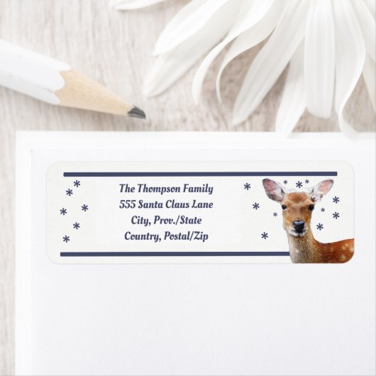 Happy Kerstmis - Snow Deer Etiket (Insitu)