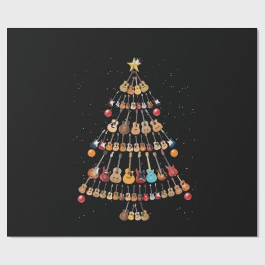 Happy Kerstmis|Ukulele Instrument kerstboom Cadeaupapier (Vlak)