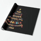 Happy Kerstmis|Ukulele Instrument kerstboom Cadeaupapier (Uitgerold)