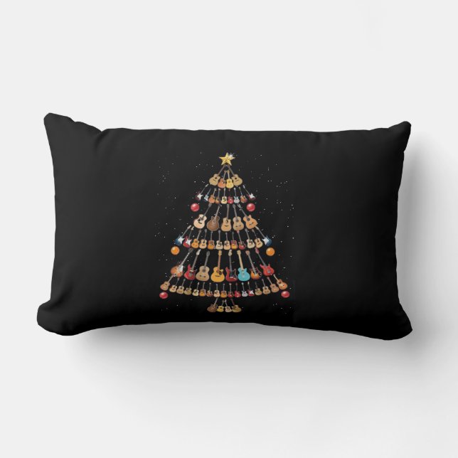 Happy Kerstmis|Ukulele Instrument kerstboom Kussen (Voorkant)