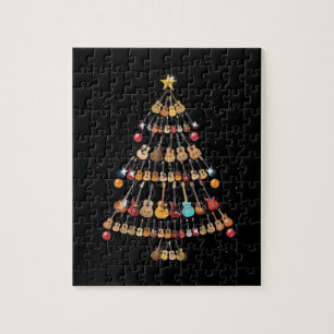 Happy Kerstmis Ukulele Instrument kerstboom Legpuzzel