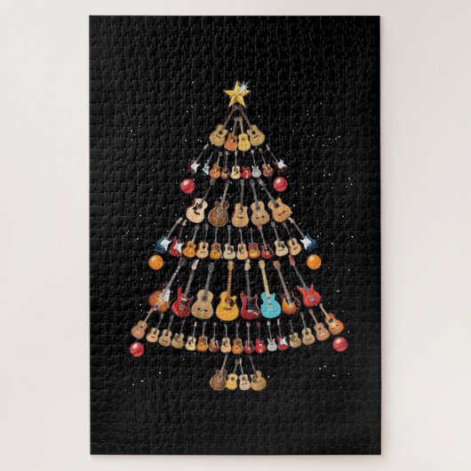 Happy Kerstmis|Ukulele Instrument kerstboom Legpuzzel (Verticaal)